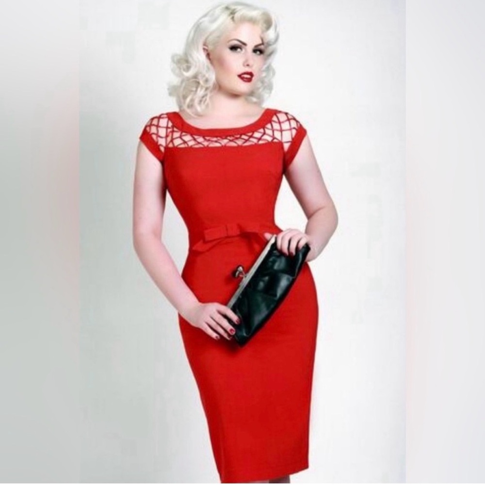 Tatyana Alika Red Dress with Bow and Cutout Neckline